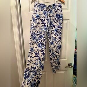 Blue Floral Cargo Pants- Size Medium
